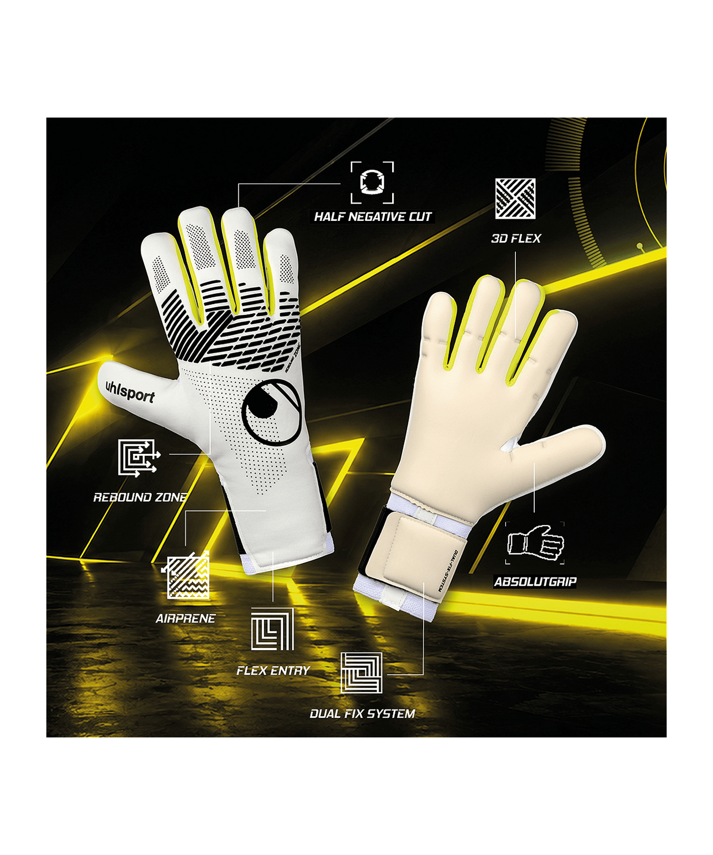uhlsport FM Absolutgrip HN Fit Solar Edition #402 Torwarthandschuhe Mehrfarbig F1011414011113 - mehrfarbig
