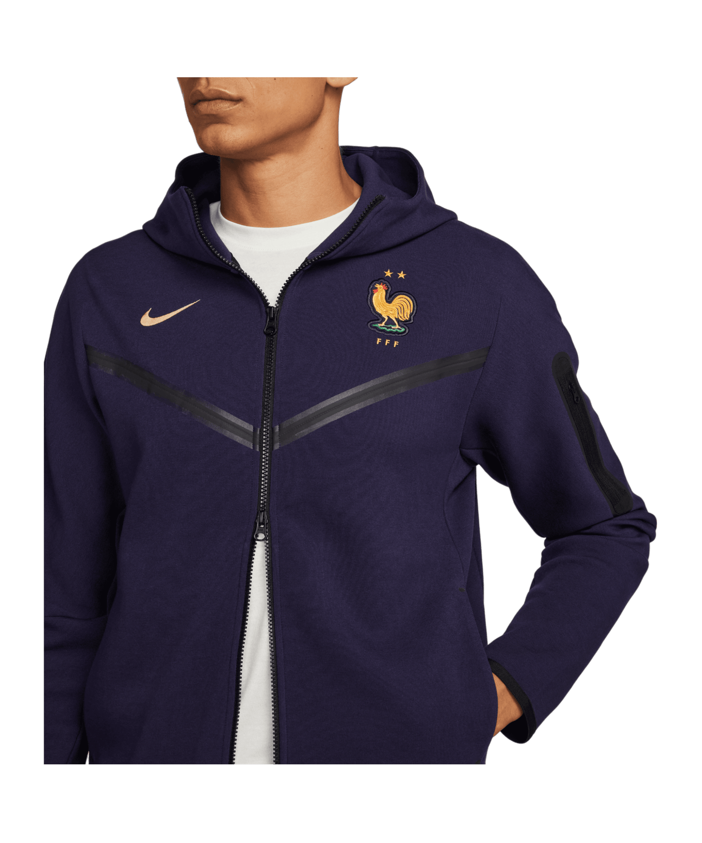 Nike Frankreich Tech Fleece Kapuzenjacke EM 2024 Blau F498 - blau