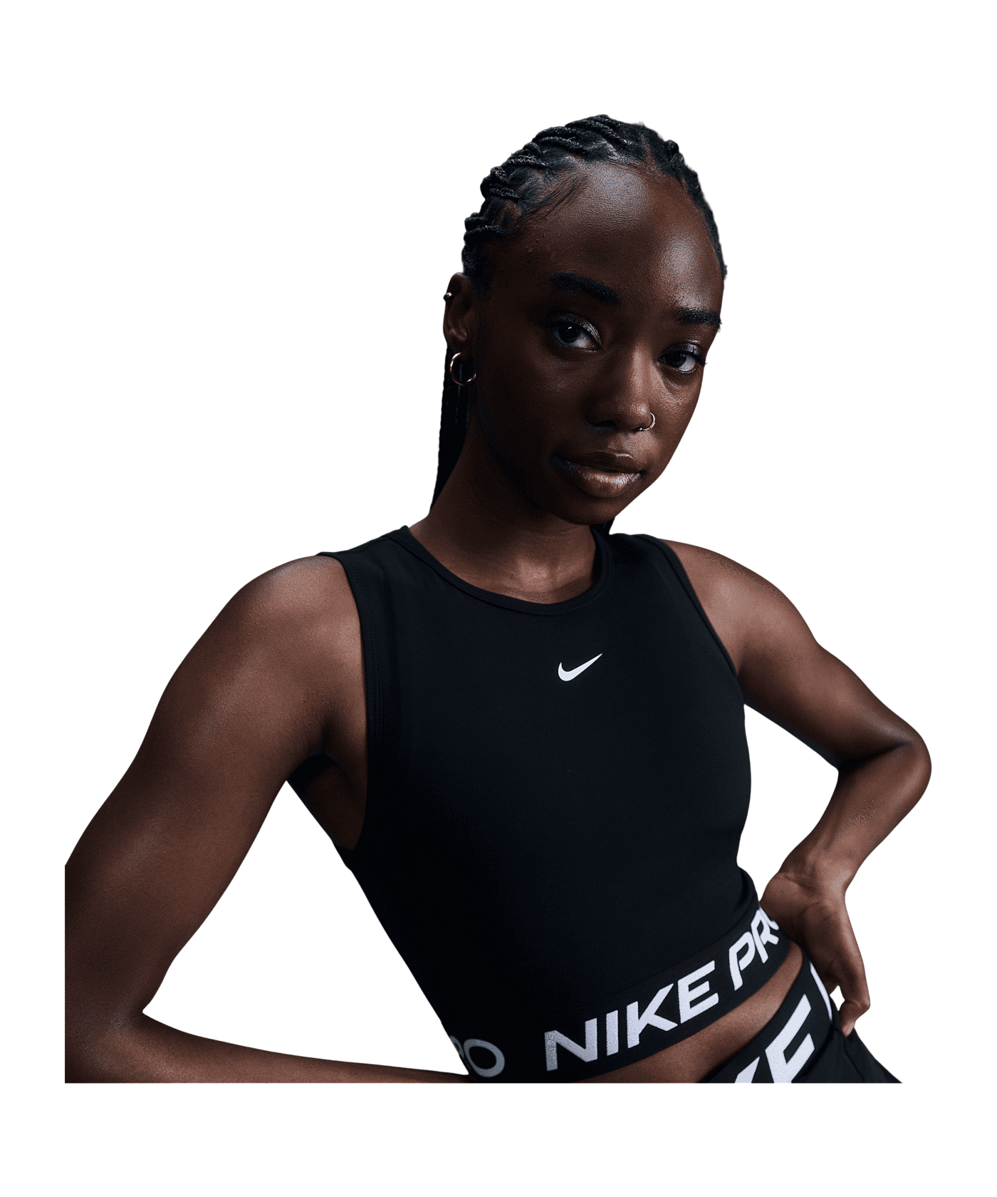 Nike Pro 365 Crop Tanktop Damen Schwarz F010 - schwarz
