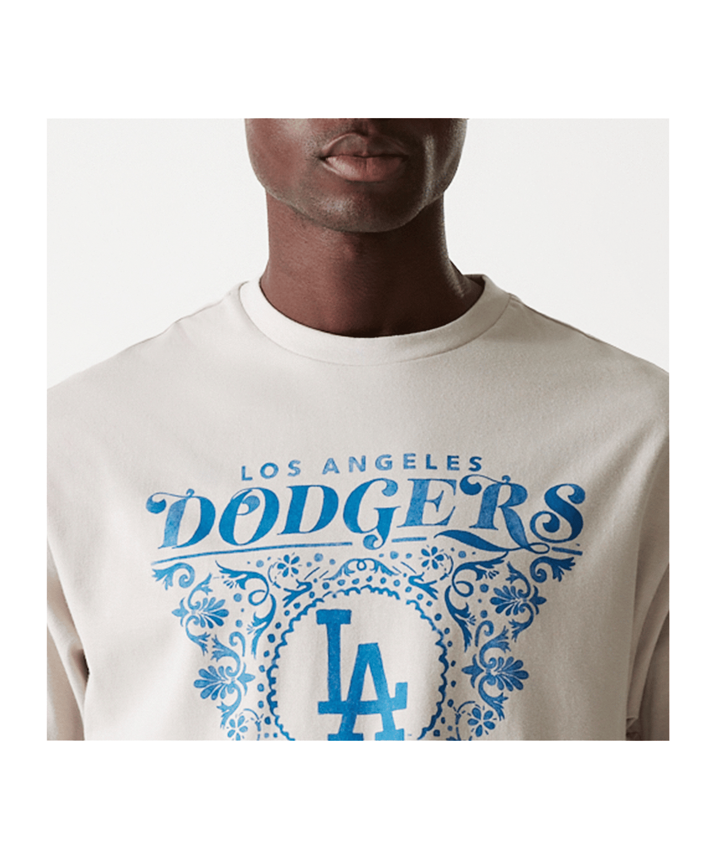 New Era MLB Los Angeles Dodgers Floral Graphic Oversized T-Shirt Beige - beige