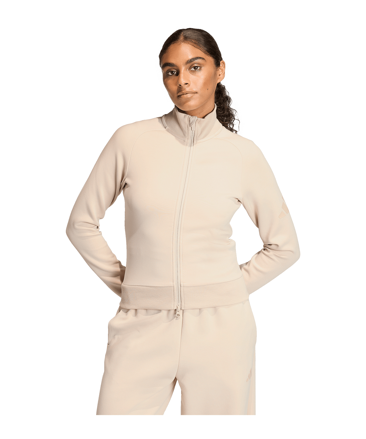 adidas Soft Lux Slim Trainingsjacke Damen Beige - beige