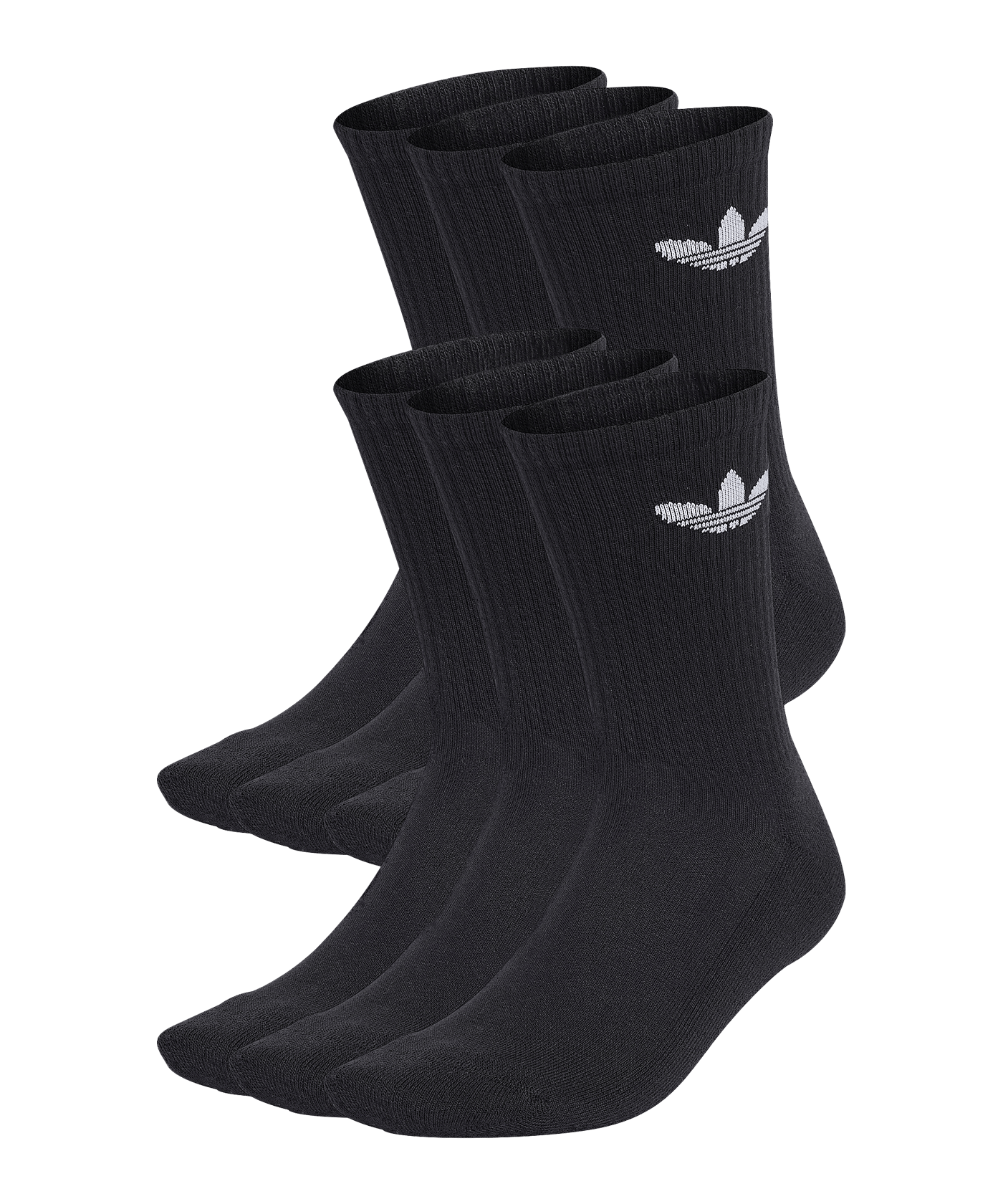 adidas Originals Crew Socken 6er Pack Schwarz - schwarz