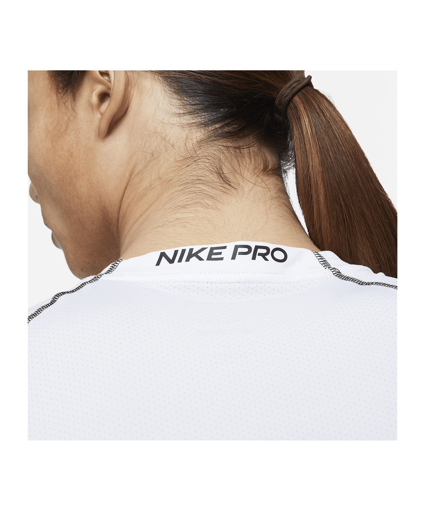 Nike Pro Longsleeve Weiss Schwarz F100 - weiss