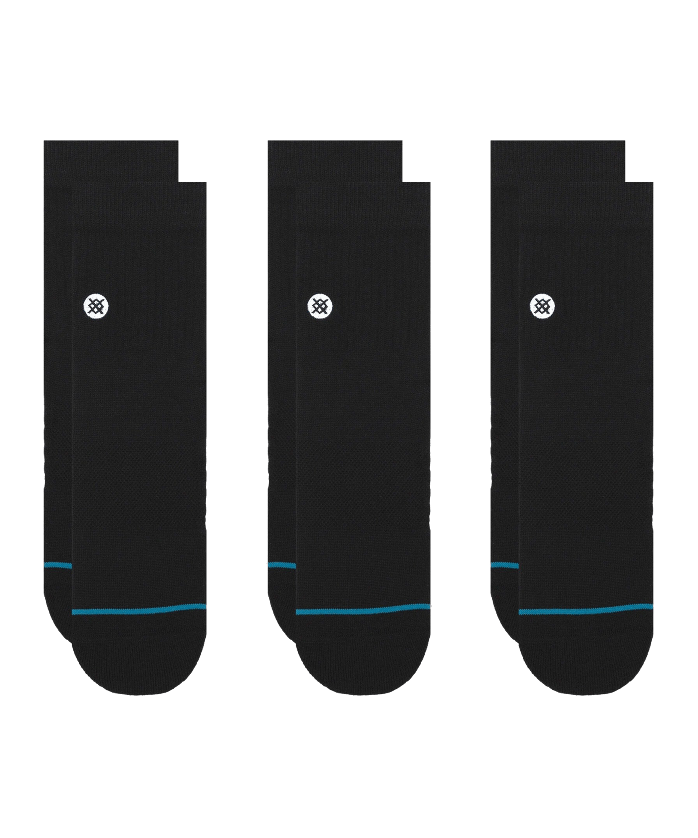 Stance Icon Quarter Socken 3er Pack Schwarz - schwarz