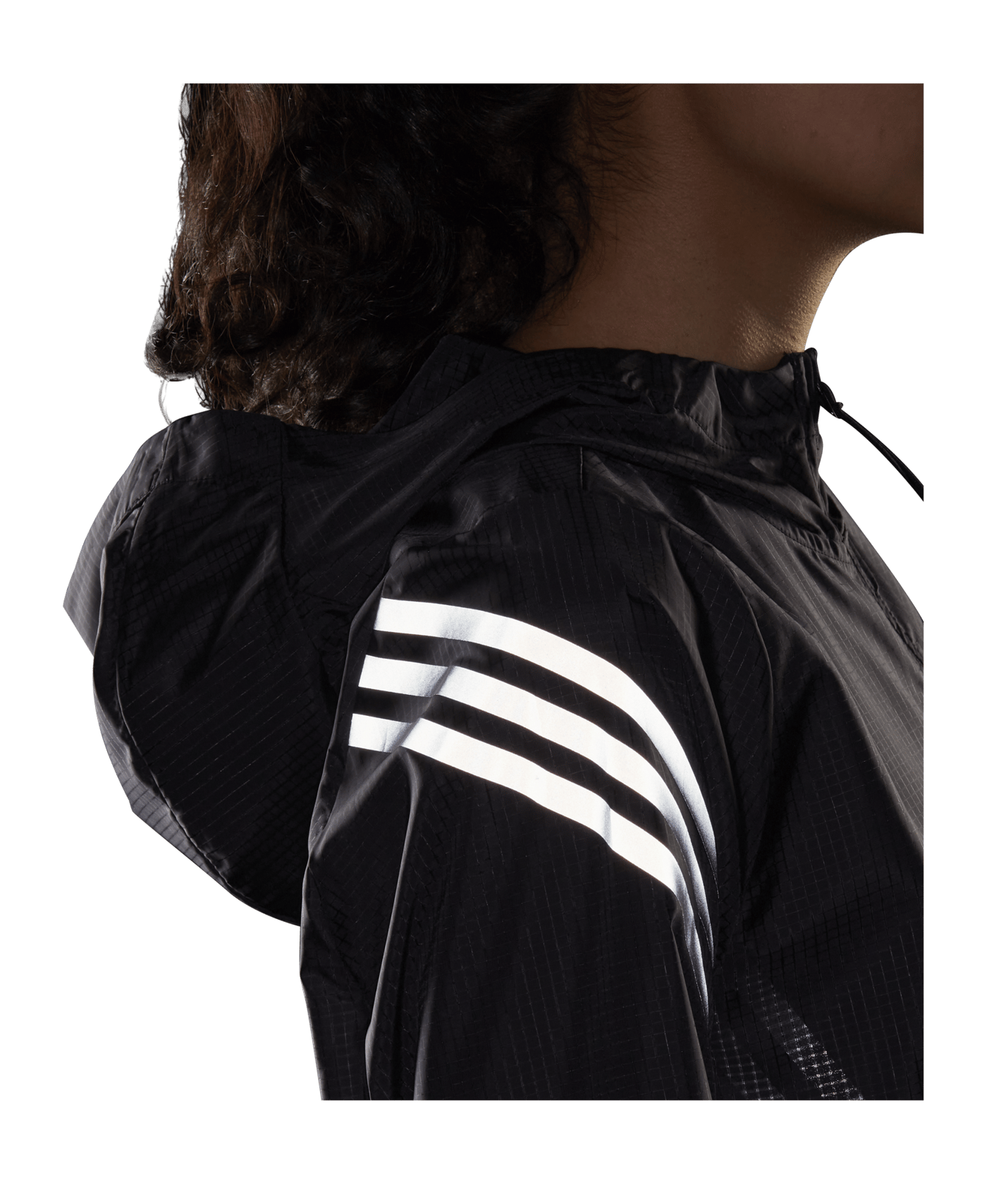 adidas Run Icons 3-Stripes Hooded Running Windbreaker Damen Schwarz - schwarz