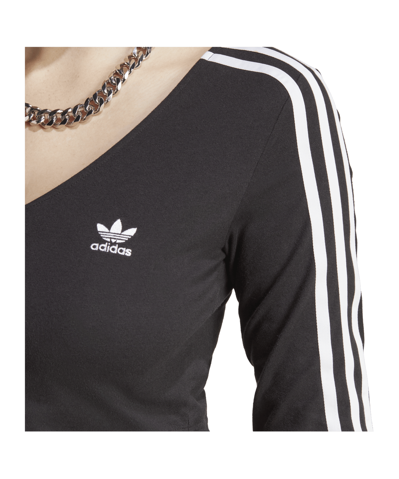 adidas Originals Adicolor Classics 3-Stripes Button Long Sleeve Tee Black - schwarz