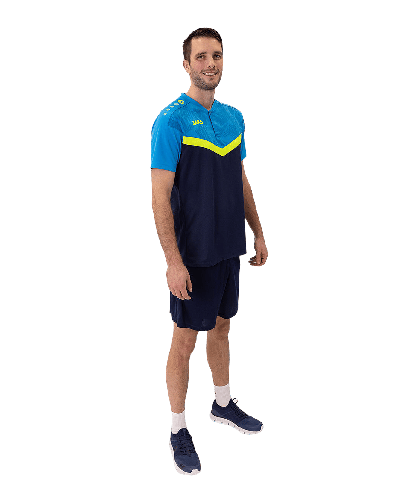 JAKO Iconic Poloshirt Blau Gelb F914 - blau