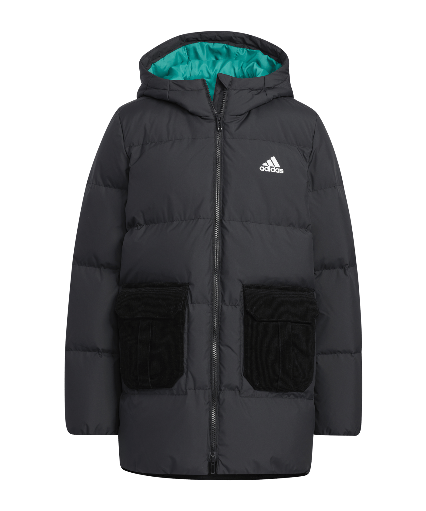 adidas Badge of Sport Long Length Down Jacket Schwarz | Lifestyle