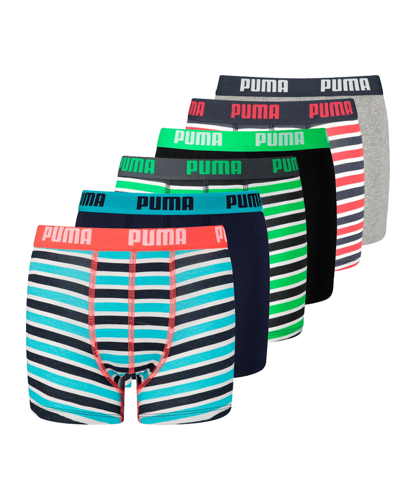 PUMA Basic Boxer 6er Pack Kids Blau Gr n Rot F001 Underwear 