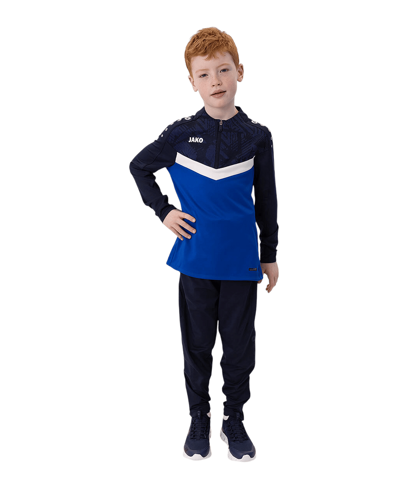 JAKO Iconic HalfZip Sweatshirt Kids Blau F403 - blau