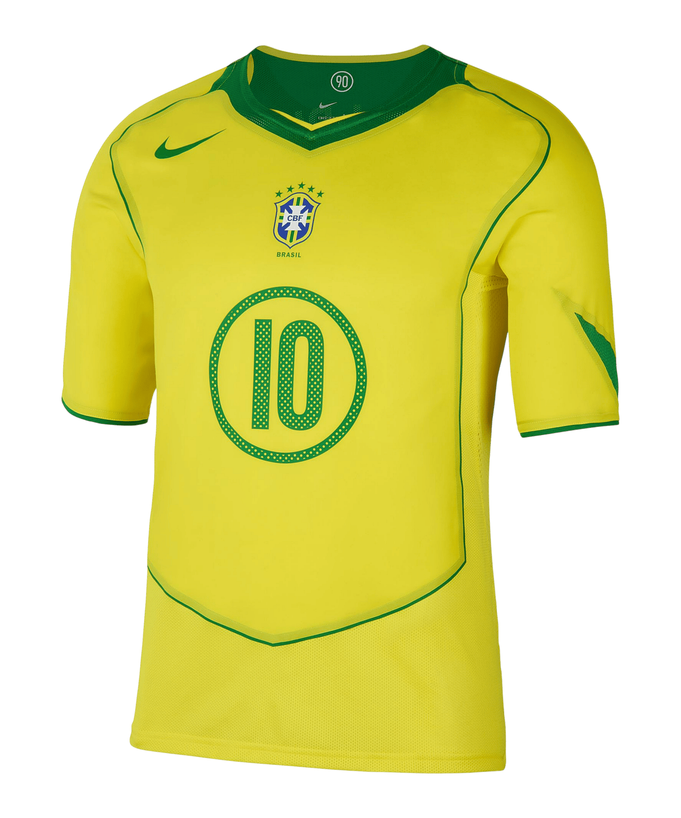 ナイキ 00s BRASIL #10 RONALDINHO L  kit Nike Brazilië Reissue 2004 Ronaldinho + 10 Shirt Geel K731 | Fan Shop