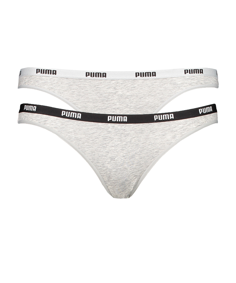 PUMA Iconic Bikini Slip 2er Pack Damen Grau F328 - grau