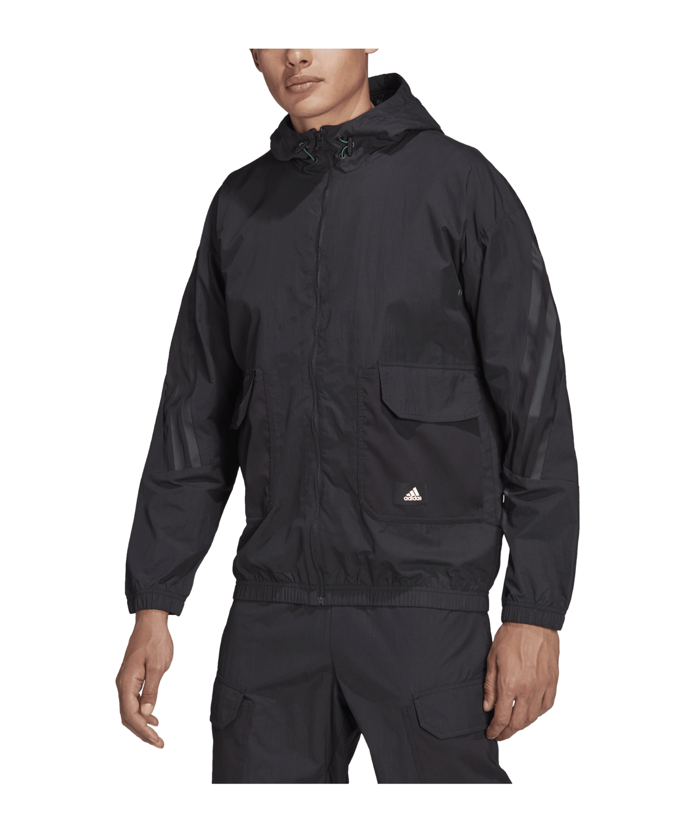 adidas Icons Cord Kapuzenjacke Schwarz Grau - schwarz