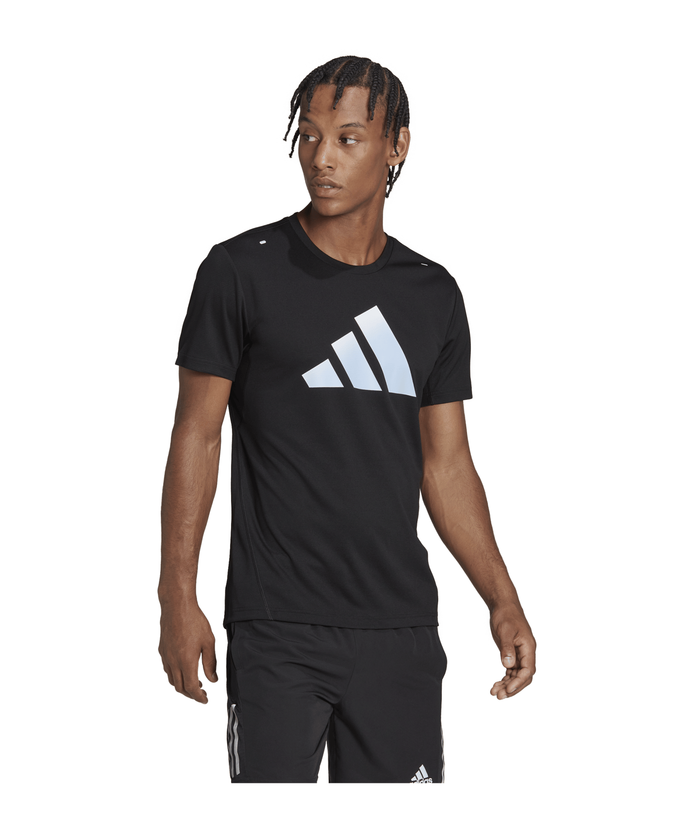 adidas Run Icons 3 Bar Logo Tee Black - schwarz