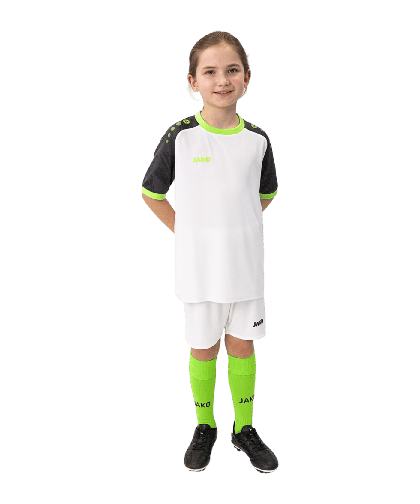 JAKO Iconic Trikot Kids Weiss Schwarz Grün F014 - weiss