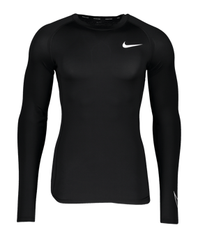 Nike Pro Tight-Fit Sweatshirt Schwarz Weiss F010 - schwarz