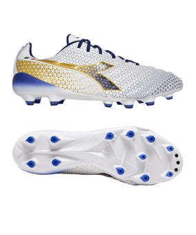 Diadora Brasil Elite Tech Italy FG Weiss Blau Gold FD0953 - weiss