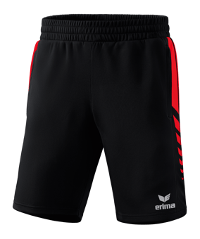 Erima Six Wings Worker Short Kids Schwarz Rot - schwarz