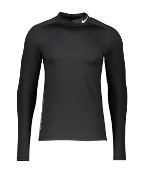 Nike Pro Warm Mock Sweatshirt Schwarz Weiss F010 - schwarz