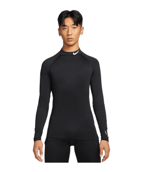 Nike Pro Mock langarm Training Schwarz F010 - schwarz
