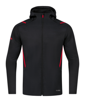 JAKO Challenge Freizeit Kapuzenjacke Rot F502 - schwarz