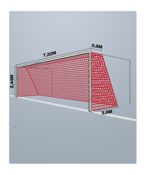 Cawila Tornetz 7,50x2,50m | Tiefe 0,8x2,0m | Maschenweite 12cm | Stärke 4mm | rot - rot