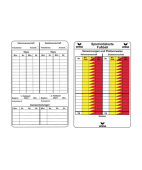 Erima Schiedsrichter Spielnotizkarten 50 Stück - weiss