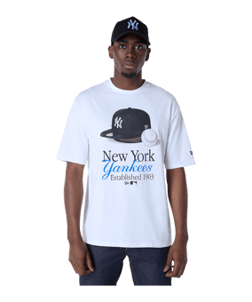 New Era MLB New York Yankees Script Graphic T-Shirt Weiß - weiss