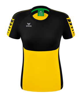 Erima Six Wings T-Shirt Damen Gelb Schwarz - gelb