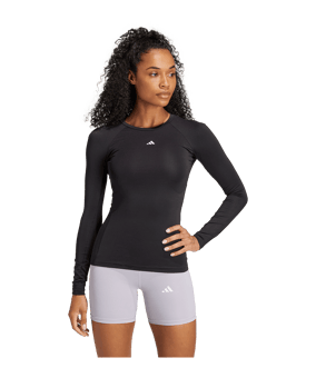 adidas TechFit Longsleeve T-Shirt Damen Schwarz - schwarz