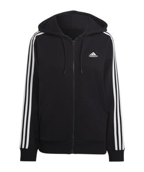 adidas 3S Kapuzenjacke Damen Schwarz Weiss - schwarz