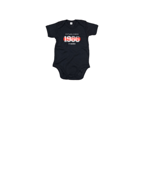 Merch Baby Body Black | #established