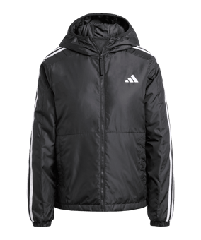 adidas Essentials 3-Stripes Kapuzenjacke Schwarz - schwarz