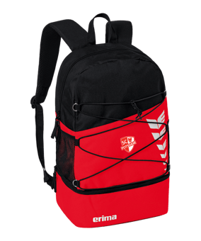 Erima Six Wings Rucksack mit Bodenfach Rot Schwarz