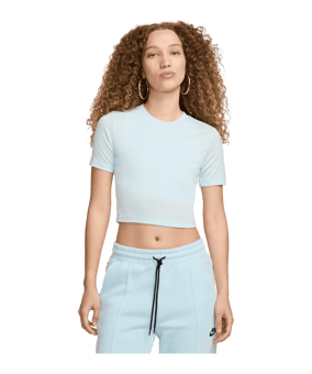 Nike Essential SLM Crop T-Shirt Damen Blau F474 - blau