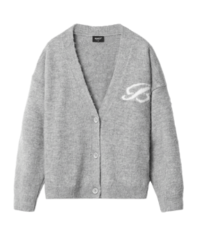 Burocs Fuzzy Jacquard Cardigan Jacke Grau - grau