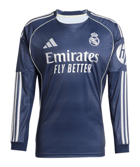 adidas Real Madrid Longsleeve Trikot Away 2025/2026 Blau - blau