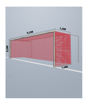 Cawila Tornetz 5,15x2,05m | Tiefe 1,0x1,0m | Maschenweite 12cm | Stärke 4mm | rot - rot