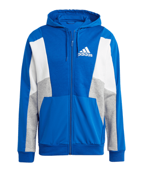 adidas Essentials Colorblock Kapuzenjacke Blau Grau Weiss - blau