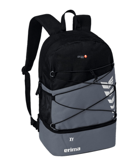 Erima Six Wings Rucksack mit Bodenfach Grau Schwarz