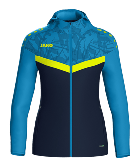 JAKO Icon Kapuzenjacke Damen Blau Gelb F914 - blau