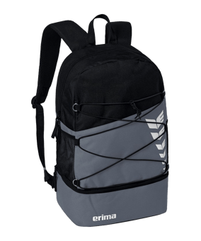 Erima Six Wings Rucksack mit Bodenfach Grau Schwarz - grau