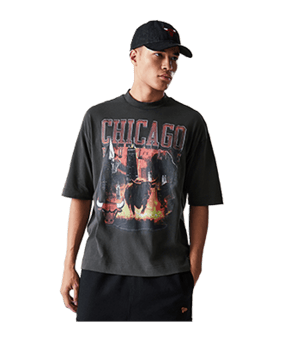 New Era NBA Washed Graphic Chicago Bulls T-Shirt Grau - grau