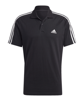 adidas Essentials Piqué Embroidered Small Logo 3-Stripes  Black - schwarz