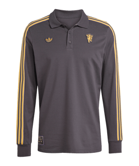 adidas Manchester United Icon Long Sleeve Polo Schwarz - schwarz