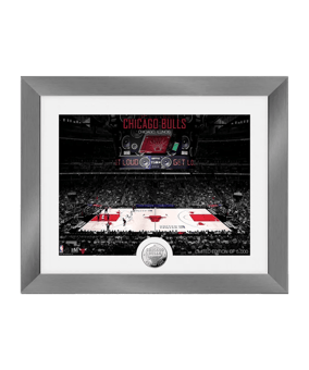 The Highland Mint NBA Chicago Bulls Court Silver Coin Frame Collectible Rot - rot