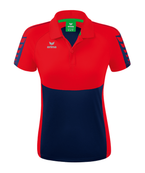 Erima Six Wings Poloshirt Damen Blau Rot - blau