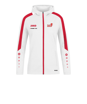 JAKO Power Kapuzenjacke Damen Weiss Rot F004