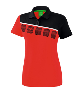 Erima 5-C Poloshirt Damen Rot Schwarz - rot
