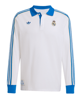 adidas Real Madrid Icon Long Sleeve Polo Weiß - weiss